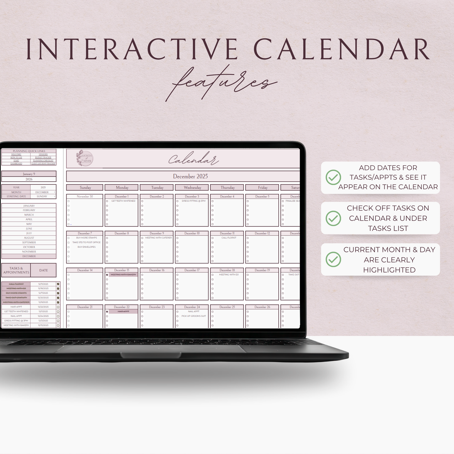 Essential Wedding Planning Spreadsheet - Blush Edition