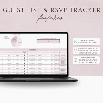 Essential Wedding Planning Spreadsheet - Blush Edition