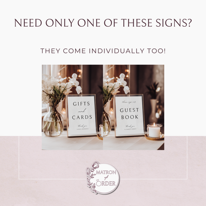 Minimalist Guest Book and Gifts & Cards Sign Template Bundle | Customizable & Ready-to-print