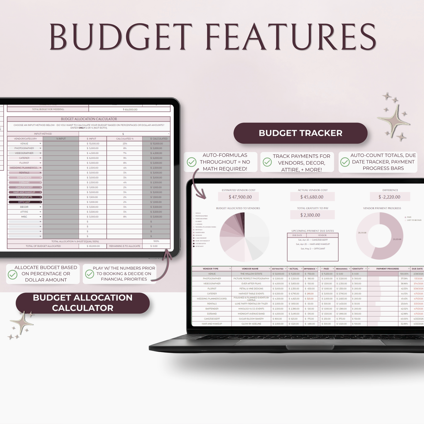 The Complete Wedding Planning Spreadsheet - Blush Edition