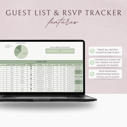 Essential Wedding Planning Spreadsheet - Sage Edition
