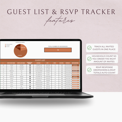 Essential Wedding Planning Spreadsheet - Terracotta Edition
