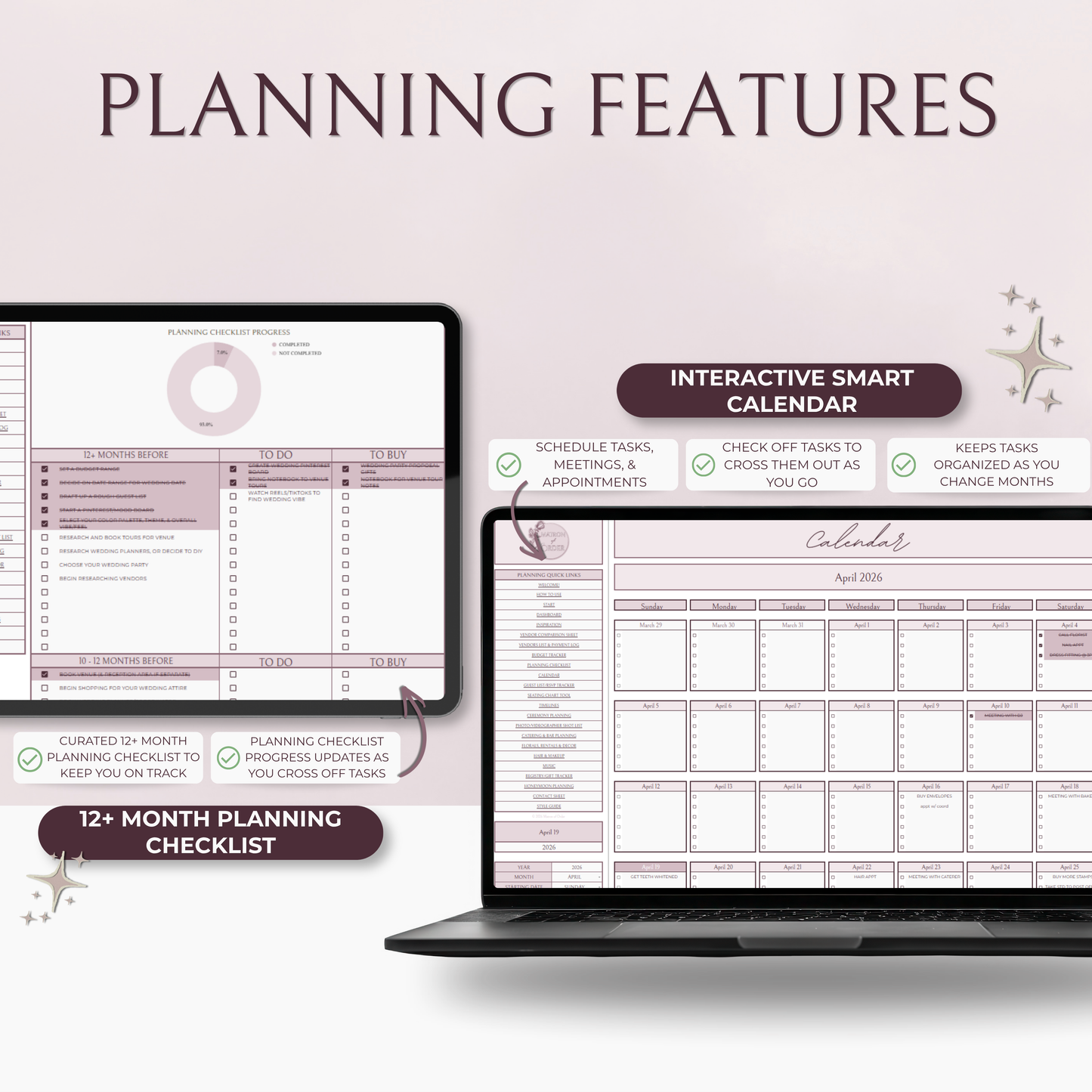 The Complete Wedding Planning Spreadsheet - Blush Edition