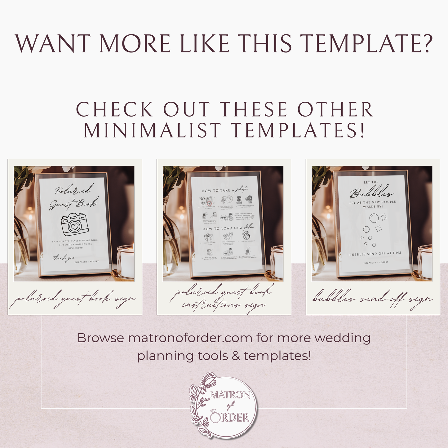 Minimalist Reception Signs Templates Bundle | Customizable + Ready-to-print