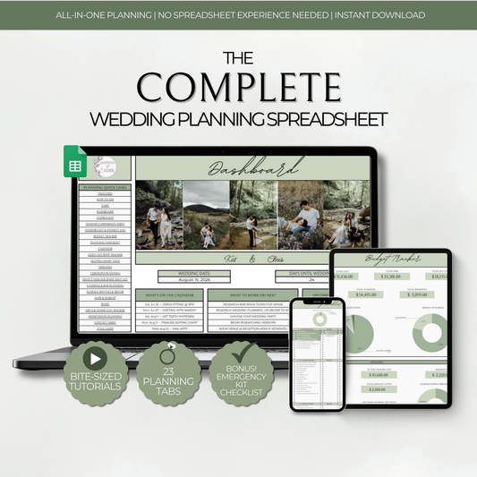 The Complete Wedding Planning Spreadsheet - Sage Edition