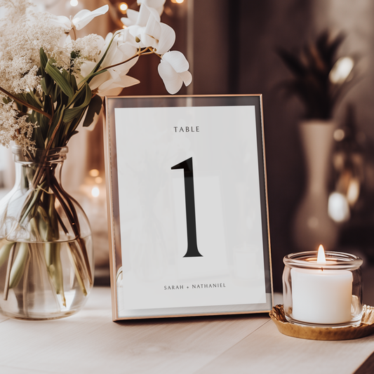 Minimalist Table Number Signs Template | Set of 30 | Customizable & Ready-to-print