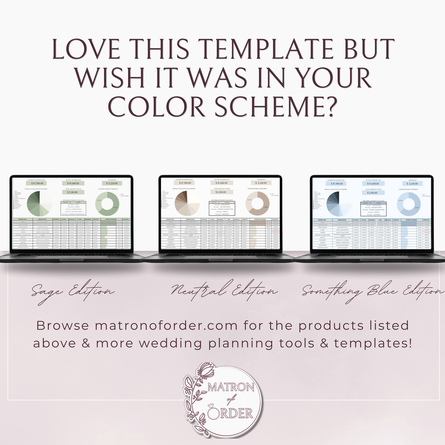 The Complete Wedding Planning Spreadsheet - Blush Edition