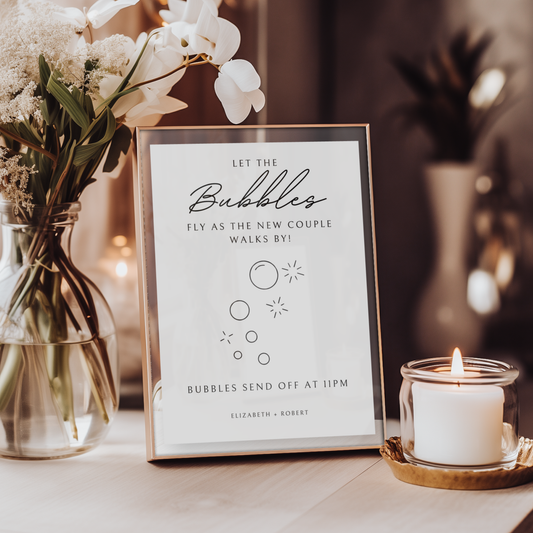 Minimalist Bubbles Send Off Sign Template | Customizable & Ready-to-print