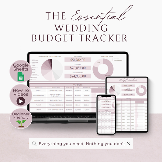 Essential Wedding Budget Tracker Spreadsheet - Blush Edition