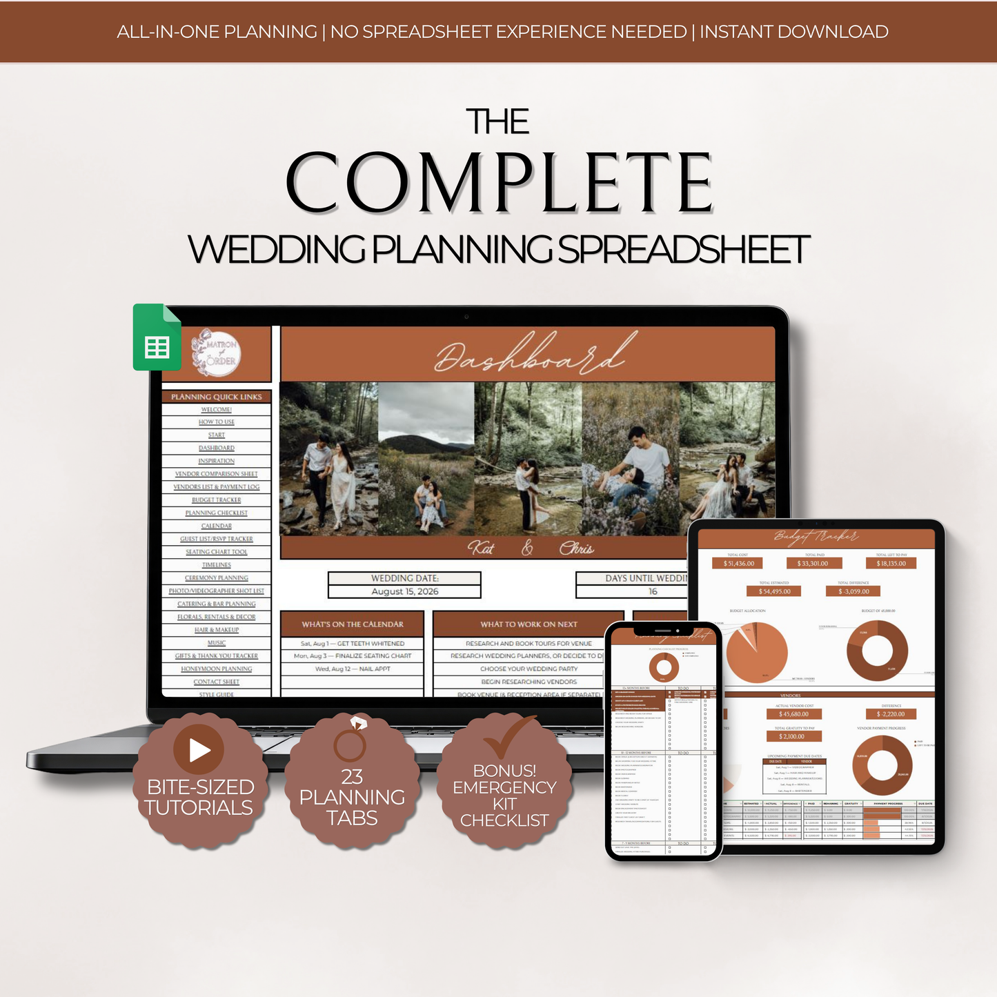 The Complete Wedding Planning Spreadsheet - Terracotta Edition