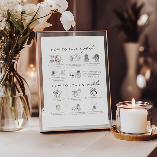 Minimalist Polaroid Guest Book Instructions Sign Template | Customizable & Ready-to-print