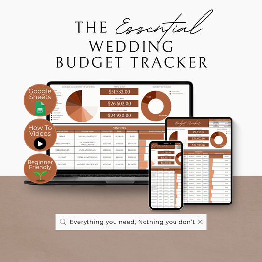 Essential Wedding Budget Tracker Spreadsheet - Terracotta Edition