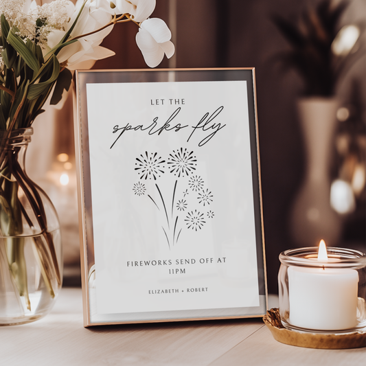 Minimalist Fireworks Send Off Sign Template | Customizable & Ready-to-print