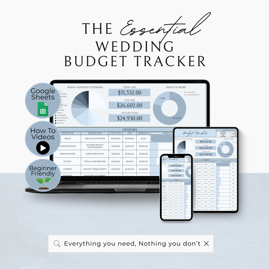 Essential Wedding Budget Tracker Spreadsheet - Something Blue Edition