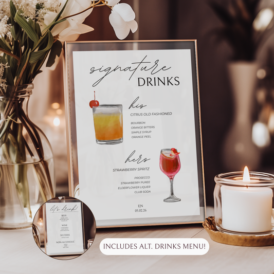 Minimalist Bar Menu Sign Template | Customizable