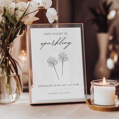 Minimalist Sparkler Send Off Sign Template | Customizable & Ready-to-print