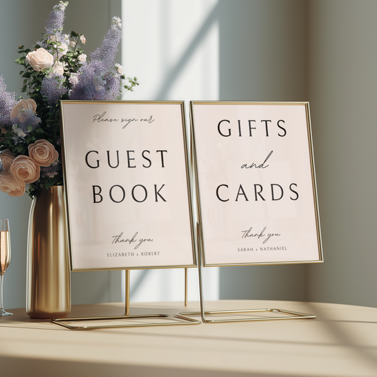 Minimalist Guest Book and Gifts & Cards Sign Template Bundle | Customizable & Ready-to-print