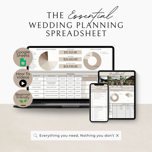 Essential Wedding Planning Spreadsheet - Neutral Edition