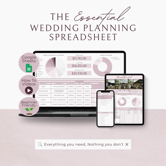Essential Wedding Planning Spreadsheet - Blush Edition