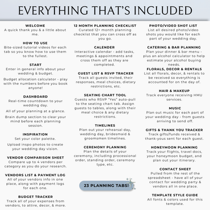 The Complete Wedding Planning Spreadsheet - Something Blue Edition