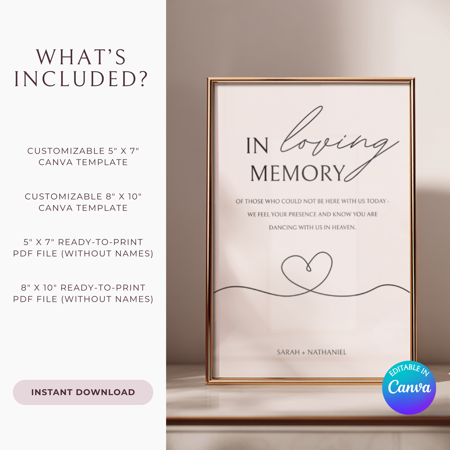 Minimalist In Loving Memory Sign Template | Customizable & Ready-to-print