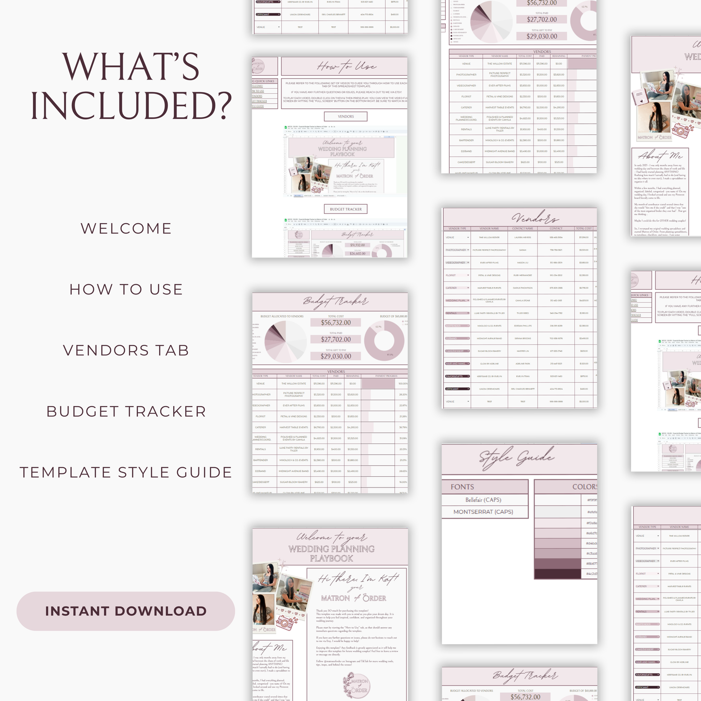 Essential Wedding Budget Tracker Spreadsheet - Blush Edition