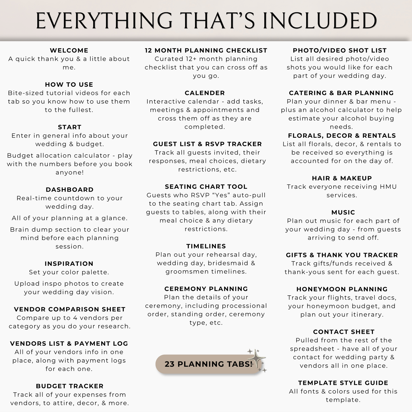 The Complete Wedding Planning Spreadsheet - Neutral Edition