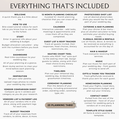 The Complete Wedding Planning Spreadsheet - Neutral Edition
