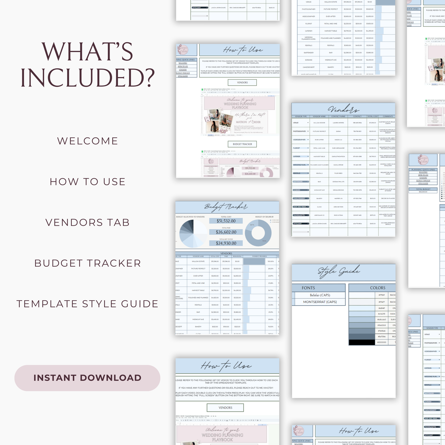 Essential Wedding Budget Tracker Spreadsheet - Something Blue Edition