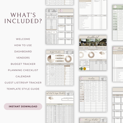Essential Wedding Planning Spreadsheet - Neutral Edition