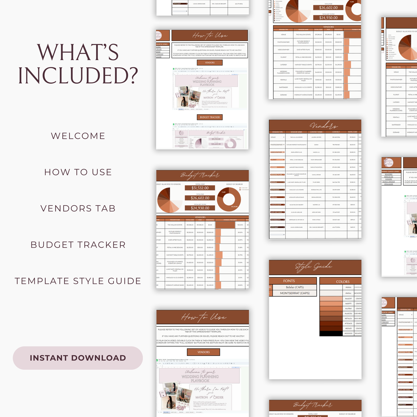 Essential Wedding Budget Tracker Spreadsheet - Terracotta Edition