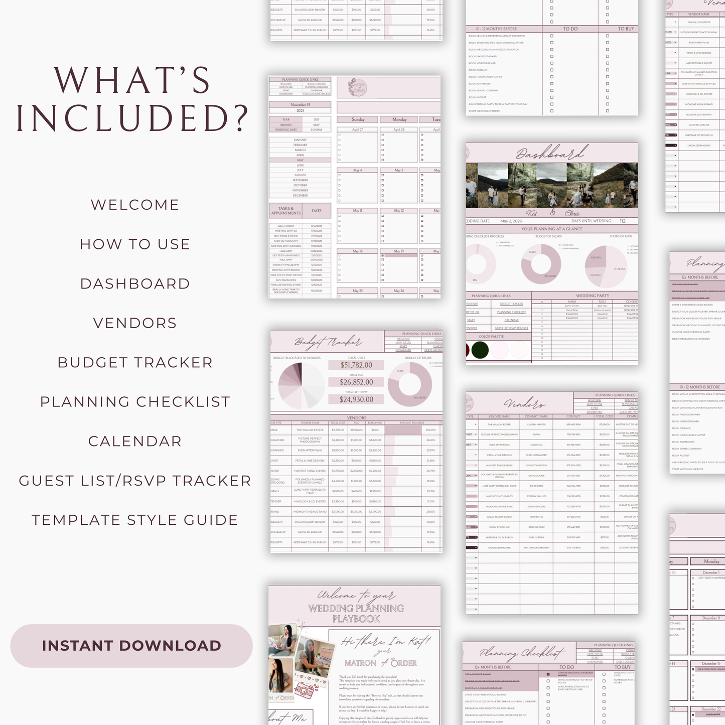 Essential Wedding Planning Spreadsheet - Blush Edition
