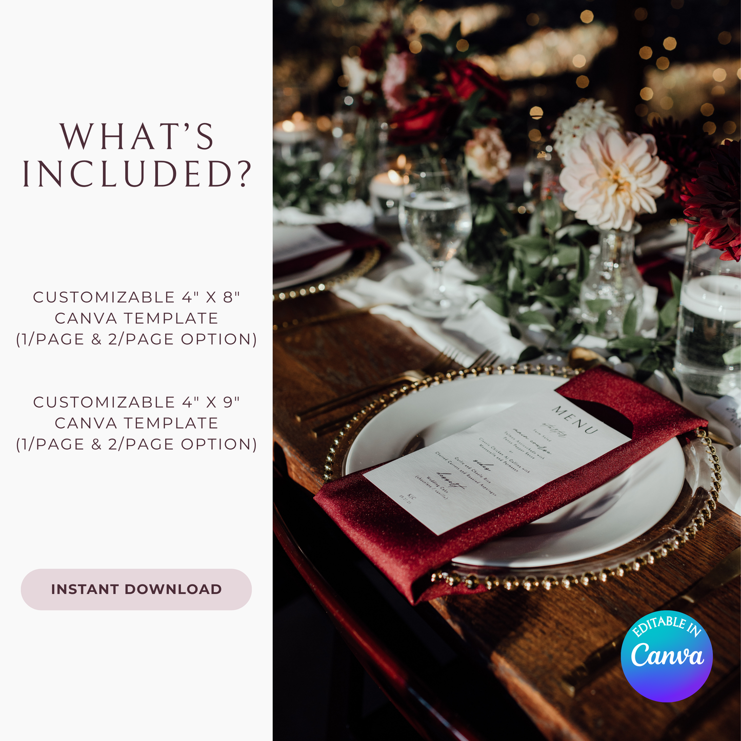 Minimalist Menu Template | Customizable