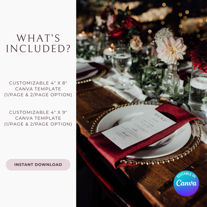 Minimalist Menu Template | Customizable
