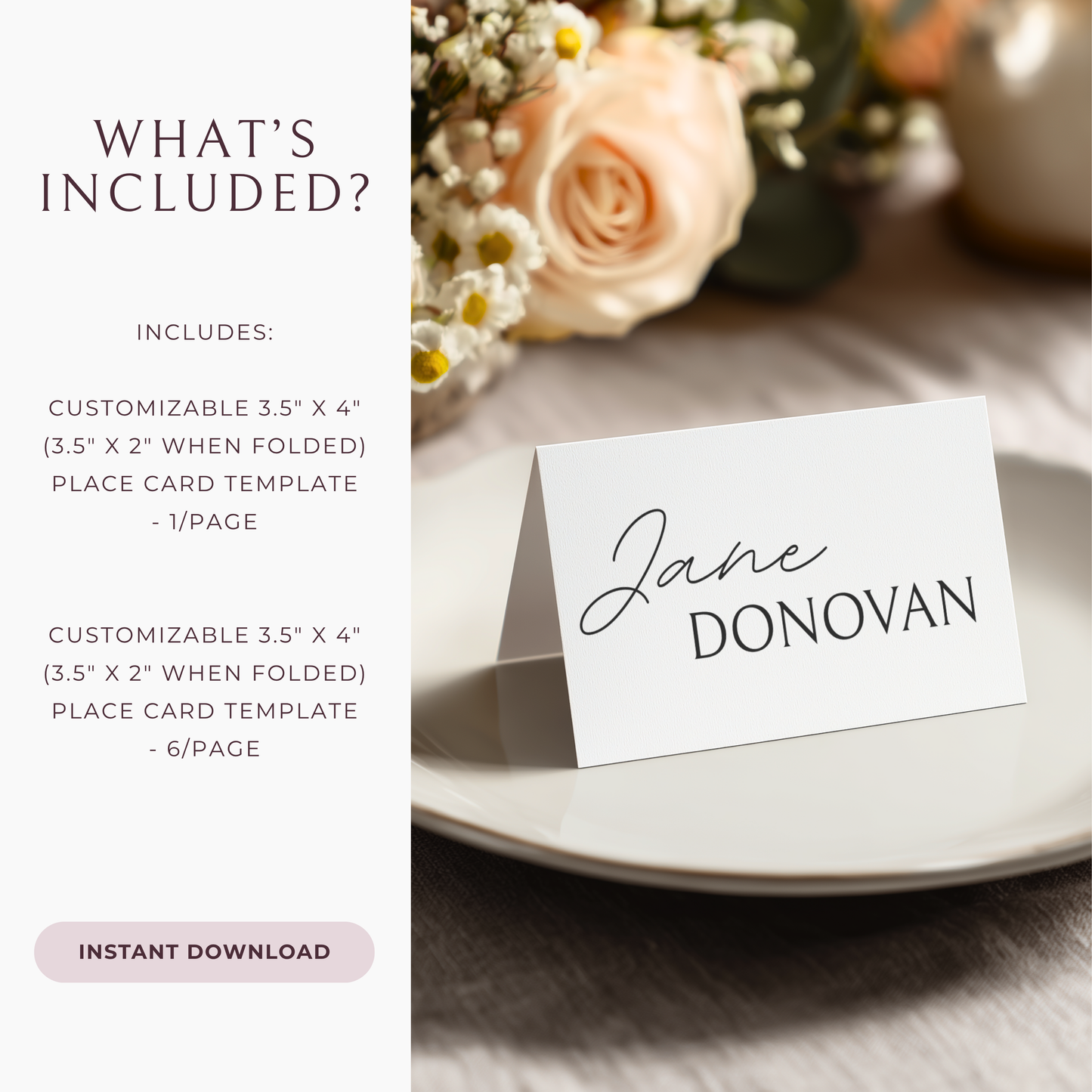 Minimalist Folded Reception Place Cards Template | Customizable