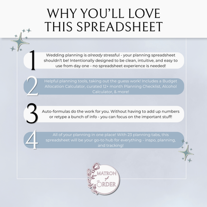 The Complete Wedding Planning Spreadsheet - Something Blue Edition
