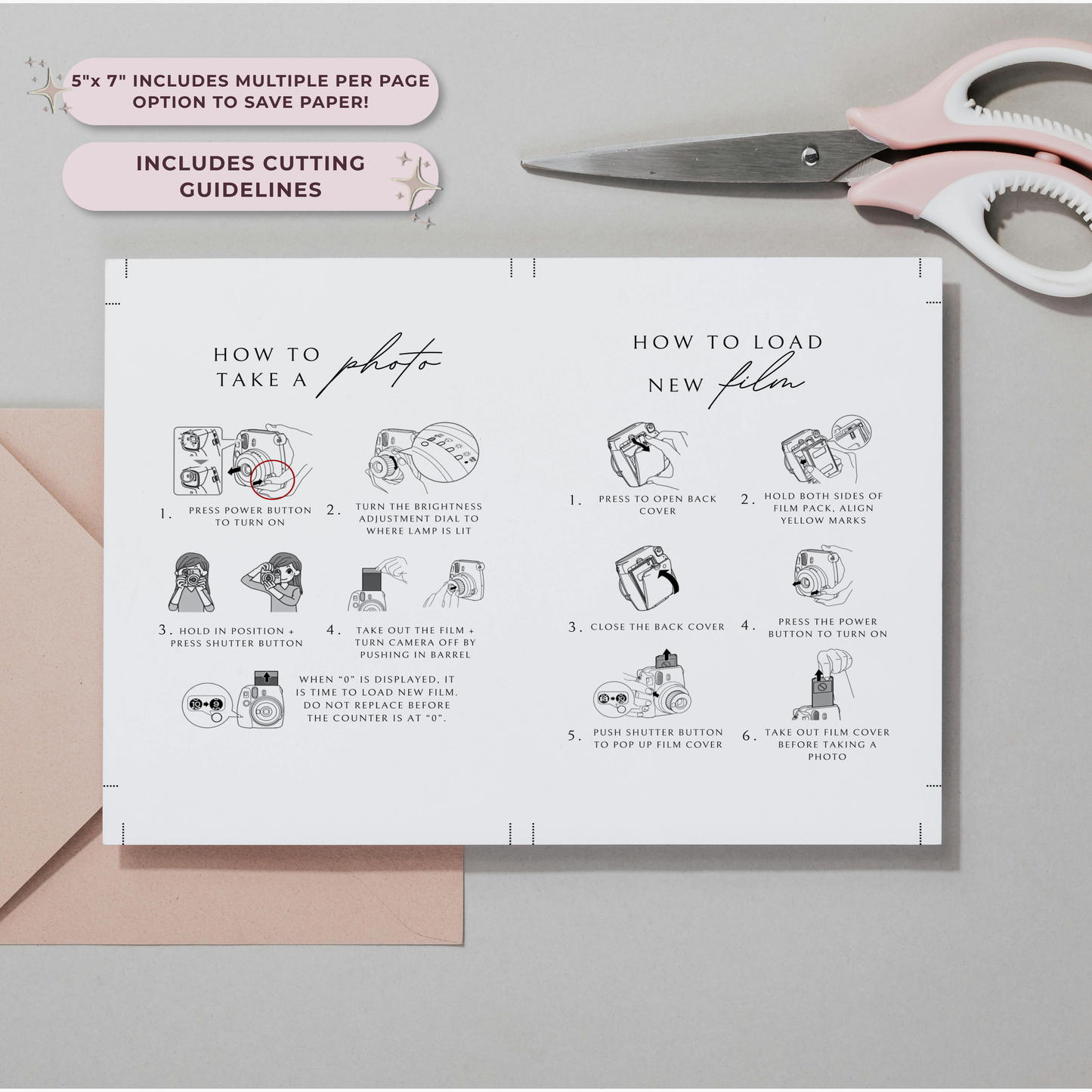Minimalist Polaroid Guest Book Instructions Sign Template | Customizable & Ready-to-print