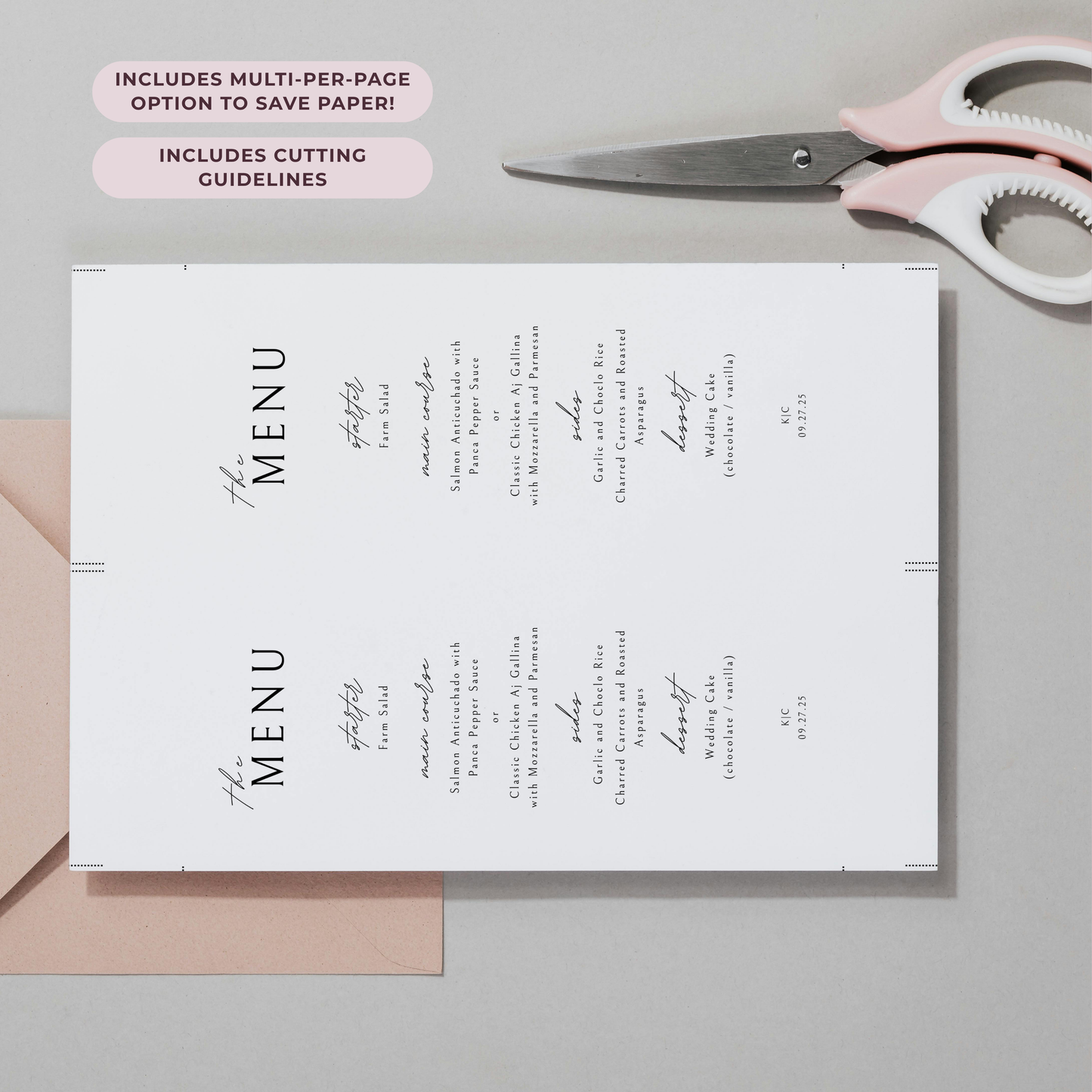Minimalist Menu Template | Customizable