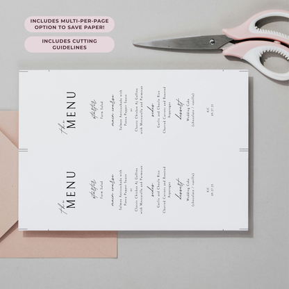 Minimalist Menu Template | Customizable