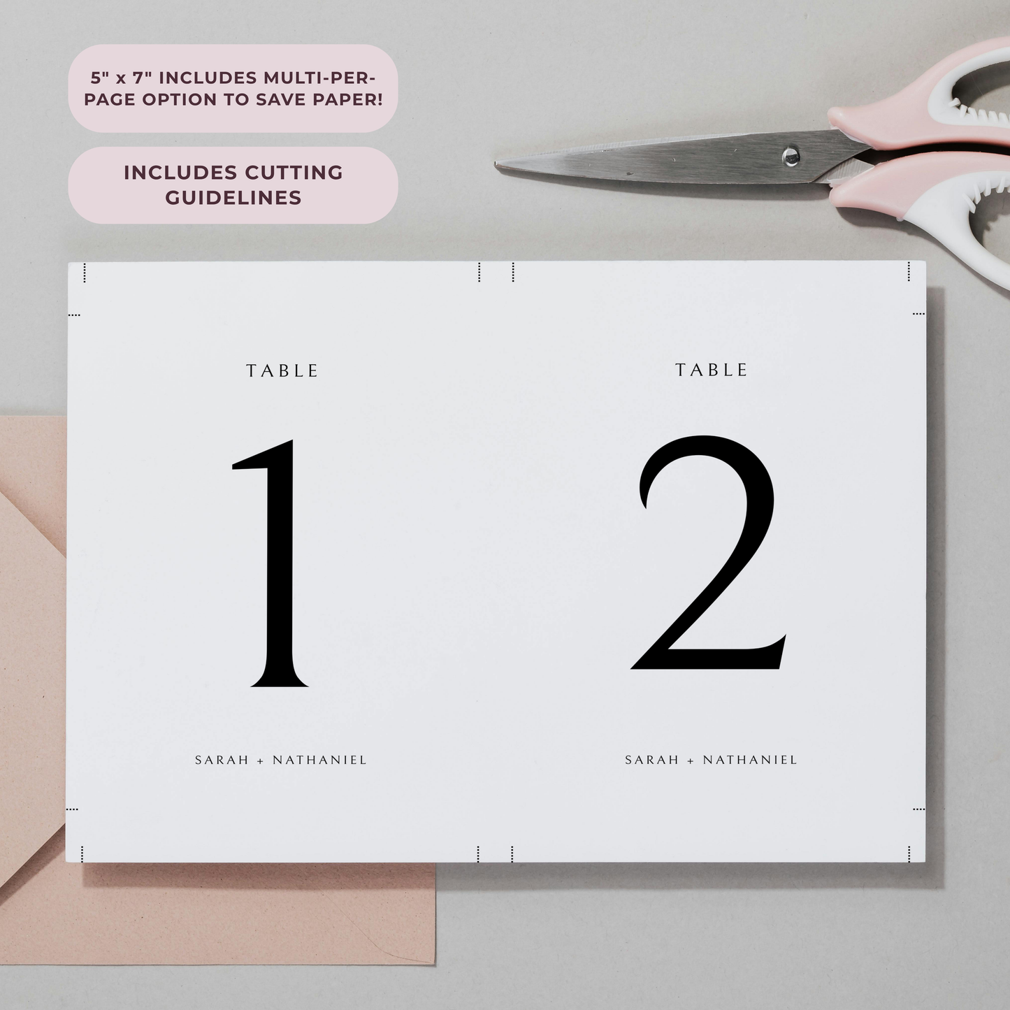 Minimalist Table Number Signs Template | Set of 30 | Customizable & Ready-to-print