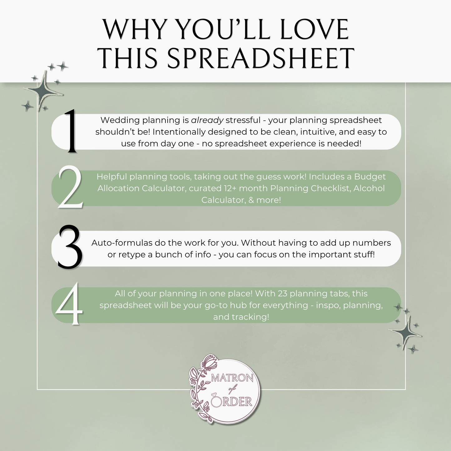 The Complete Wedding Planning Spreadsheet - Sage Edition