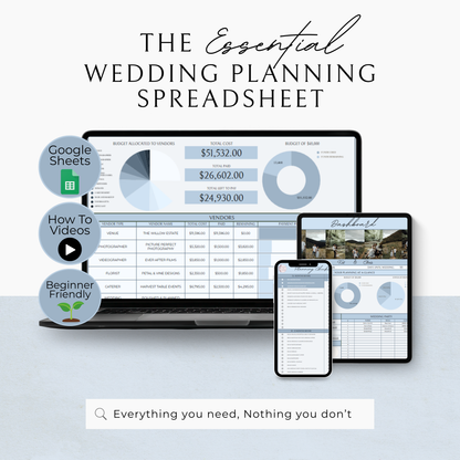 Tableur essentiel pour l'organisation du mariage - Édition "Quelque chose de bleu"