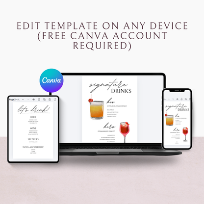 Minimalist Bar Menu Sign Template | Customizable