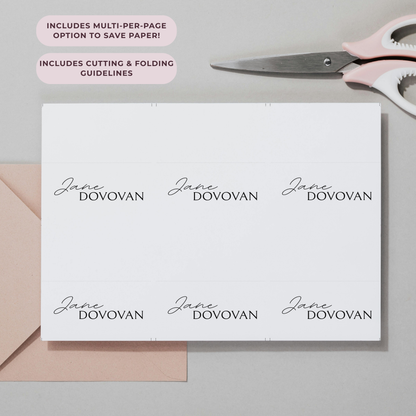 Minimalist Folded Reception Place Cards Template | Customizable