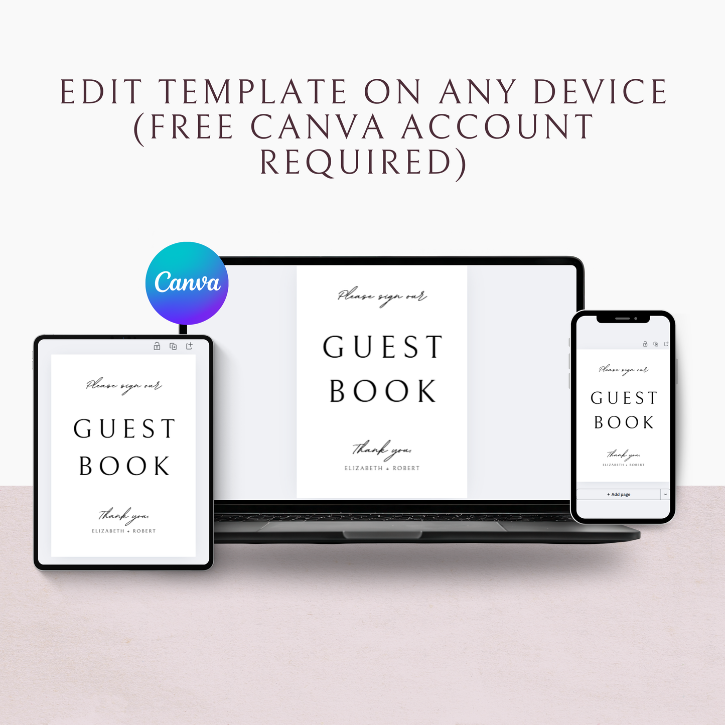 Minimalist Guest Book Sign Template | Customizable & Ready-to-print