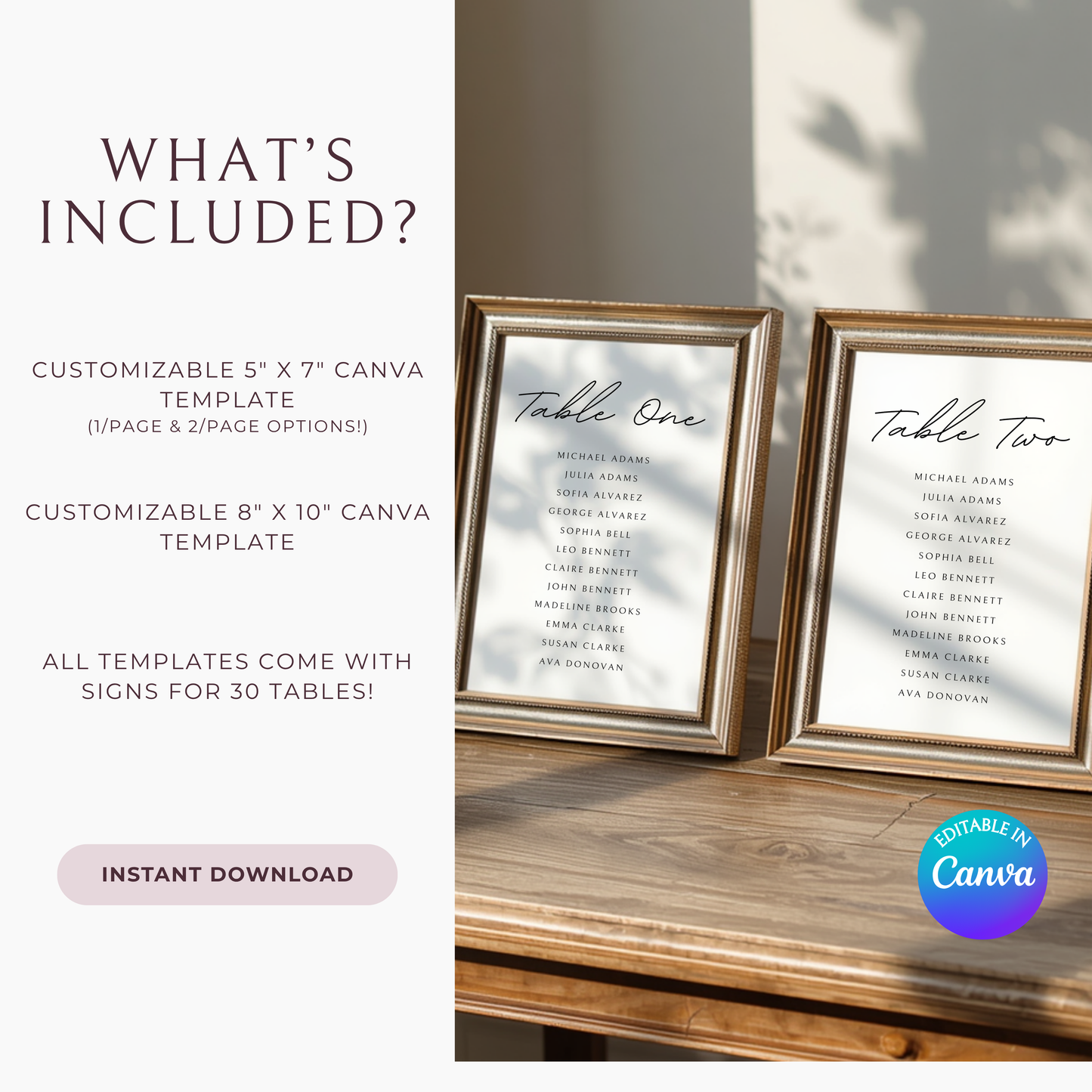 Minimalist Seating Chart Cards Template | Customizable
