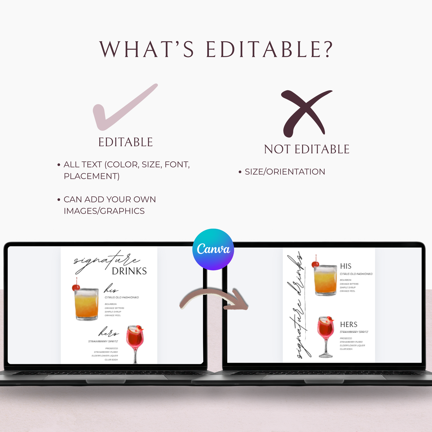 Minimalist Bar Menu Sign Template | Customizable