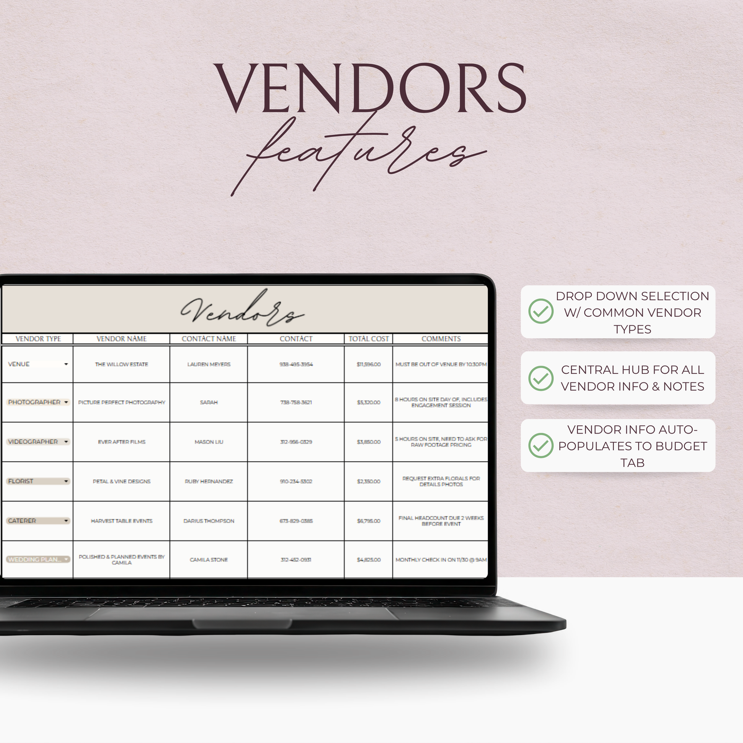 Essential Wedding Planning Spreadsheet - Neutral Edition