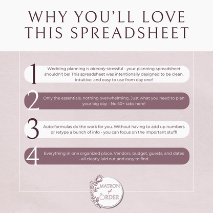 Essential Wedding Planning Spreadsheet - Neutral Edition