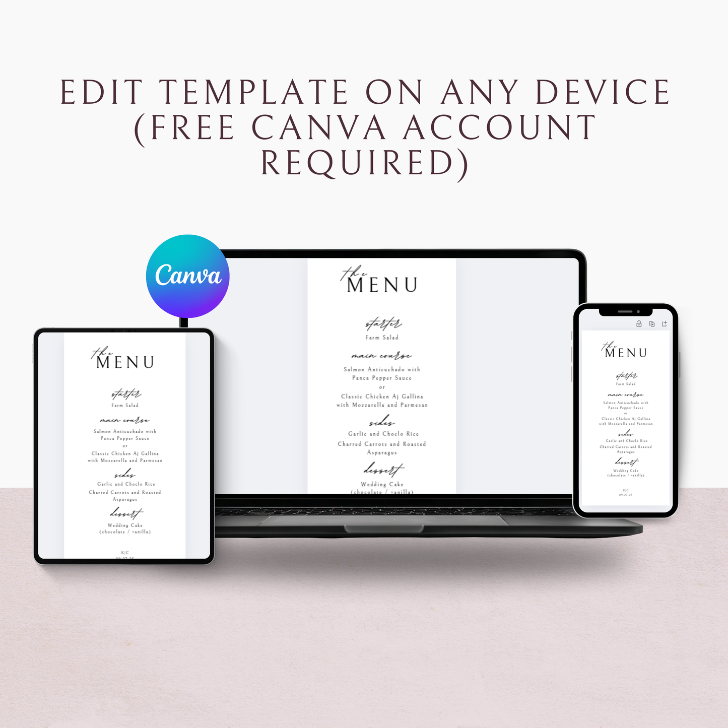 Minimalist Menu Template | Customizable